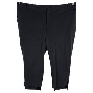 Elloquii Plus Size 20 Capri Pants Black Trousers Cropped Stretch Step Hem‎ 1666